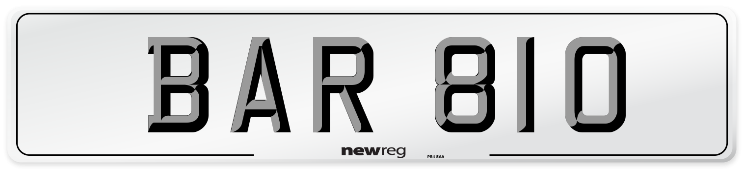BAR 810 Number Plate from New Reg